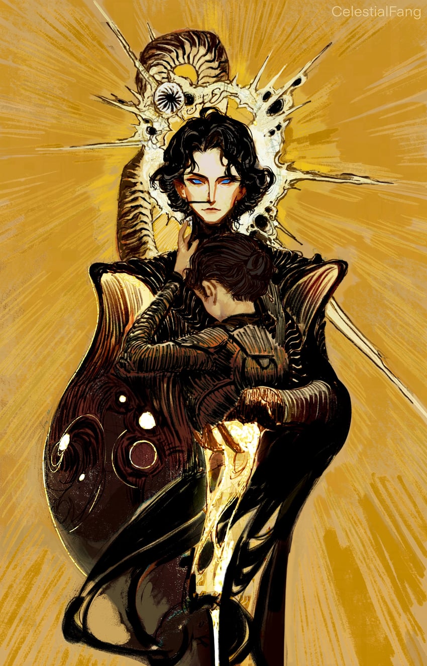 paul atreides and sandworm (dune) drawn by celestial_fang