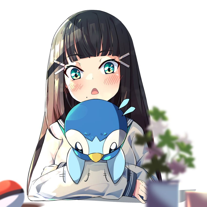 piplup and kurosawa dia (pokemon and 2 more) drawn by woruta_(soloistlist)