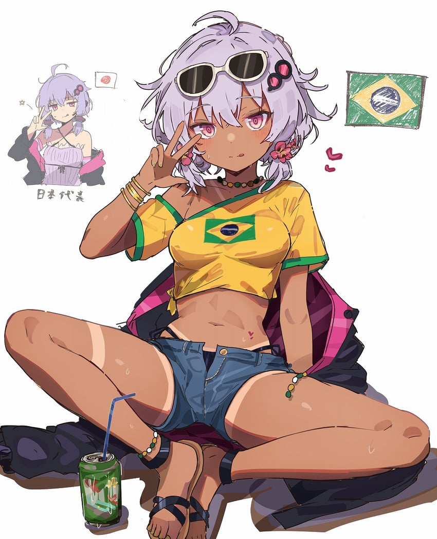 hatsune miku, yuzuki yukari, and brazilian miku (vocaloid and 1 more) drawn by kujira_hebi
