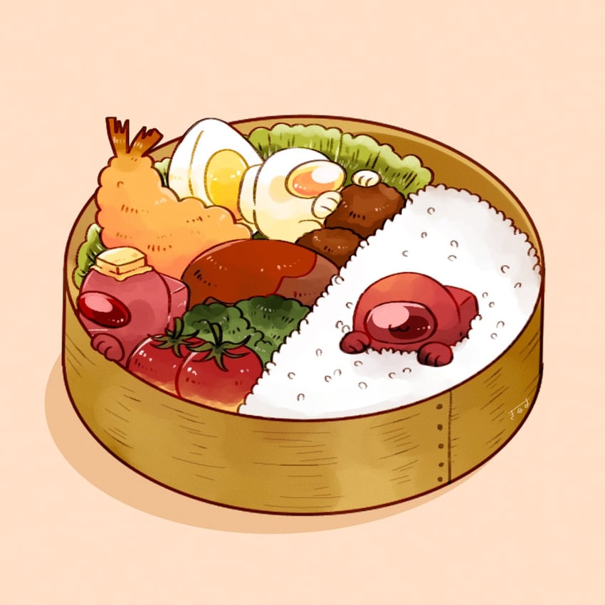 crewmate, red, white, and coral (among us) drawn by tenmiyakiyo
