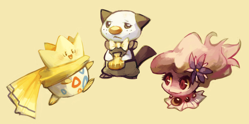 oshawott, togepi, and misdreavus (pokemon and 1 more) drawn by glitchedpuppet