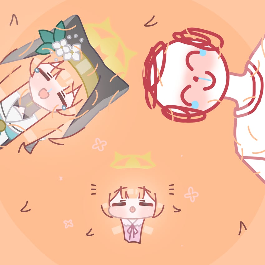 sensei, doodle sensei, and mari (blue archive) drawn by horuhara