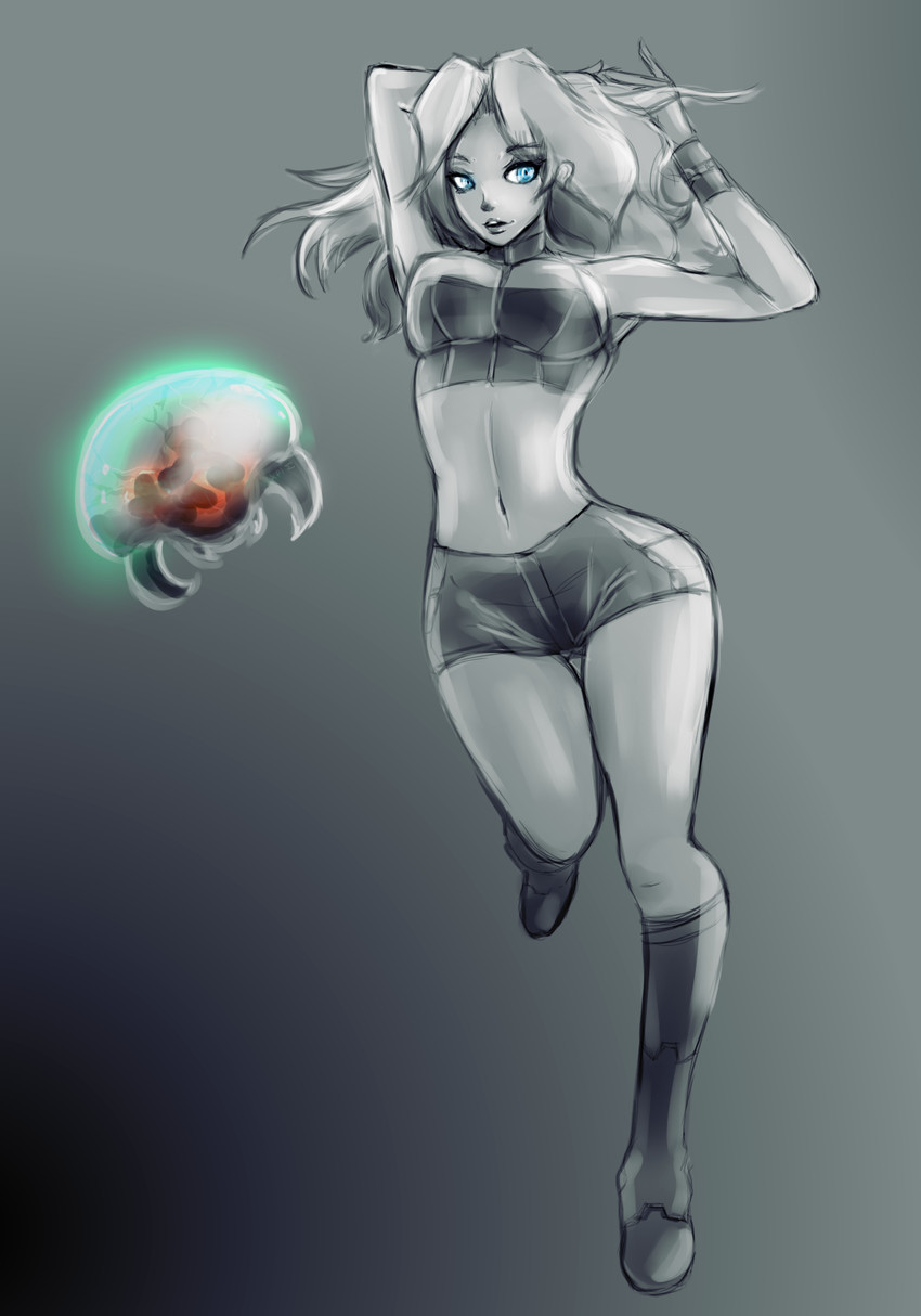 samus aran, metroid, and metroid larva (metroid and 1 more) drawn by xpisigma