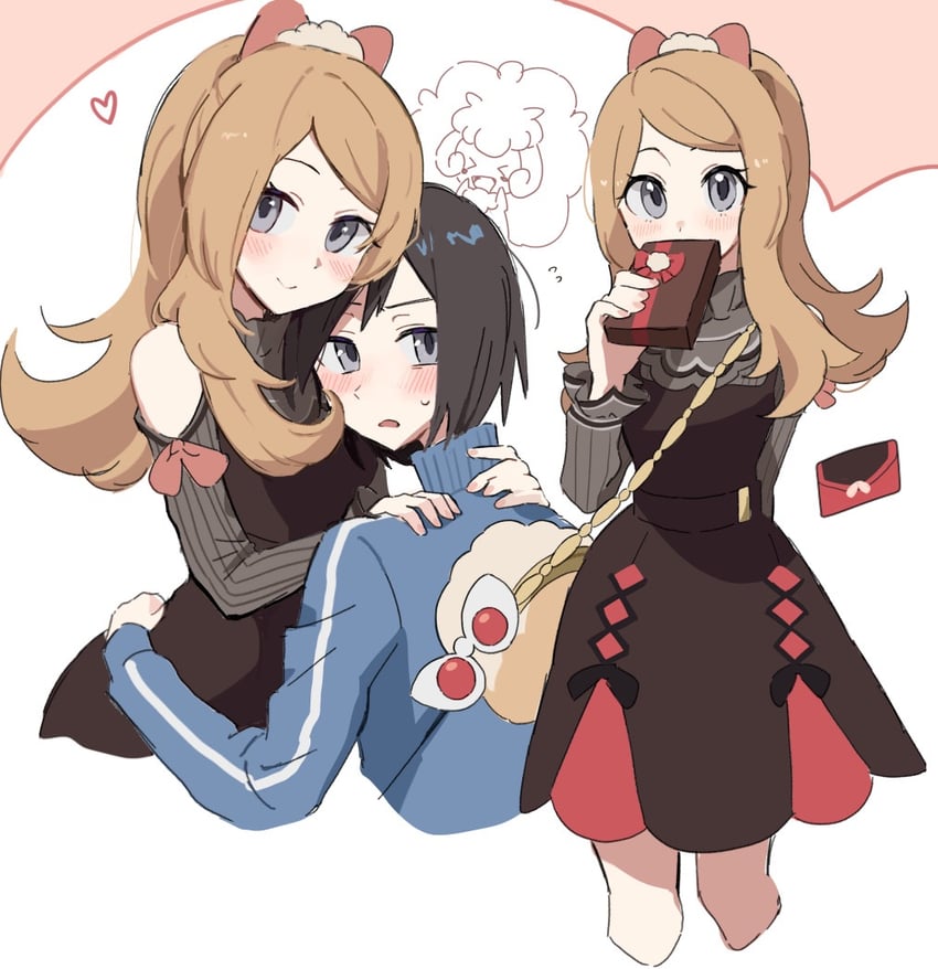 calem, whimsicott, and serena (pokemon and 2 more) drawn by kuru_(4rfw7)