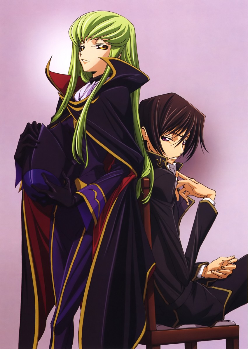 c.c., lelouch vi britannia, and zero (code geass) drawn by chiba_yuriko