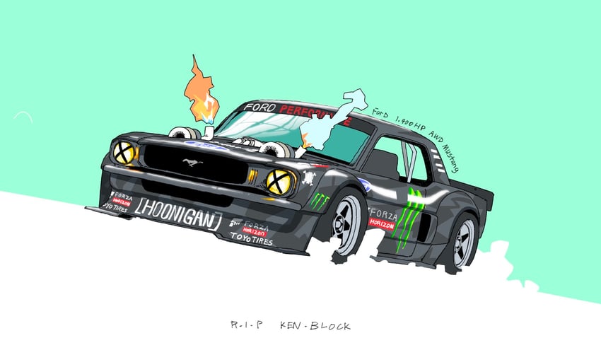 ken block (real life and 3 more) drawn by detwang