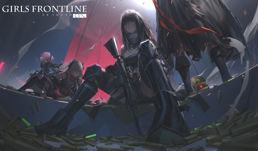 m4a1, m4 sopmod ii, st ar-15, m16a1, and banana (girls' frontline) drawn by hinoborukaku