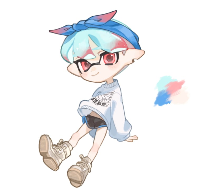 inkling player character and inkling boy (splatoon) drawn by spl8ya