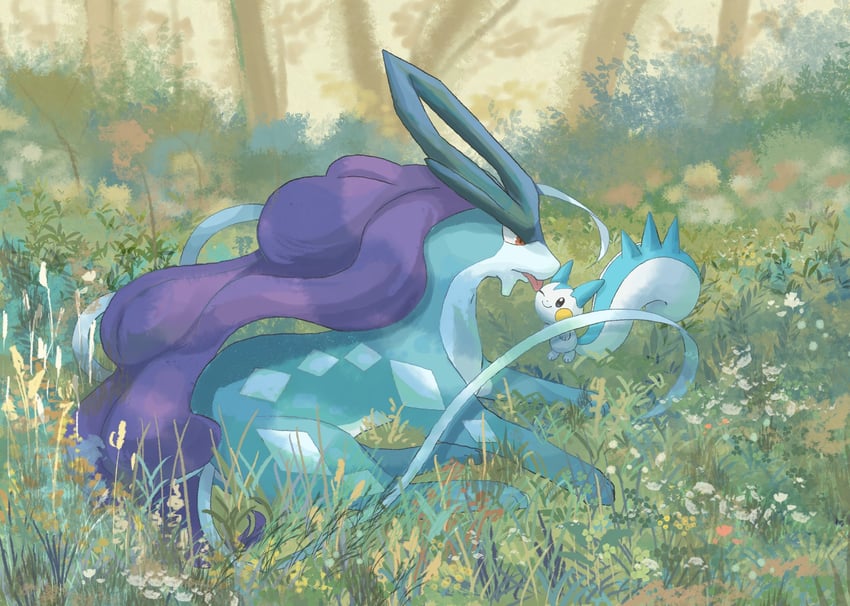 pachirisu and suicune (pokemon) drawn by volpecorvo