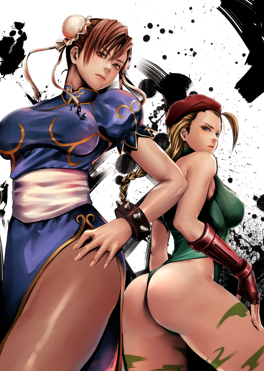 chun-li and cammy white (street fighter) drawn by jun_jun