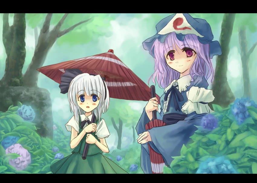 konpaku youmu and saigyouji yuyuko (touhou) drawn by tes_(unpre)