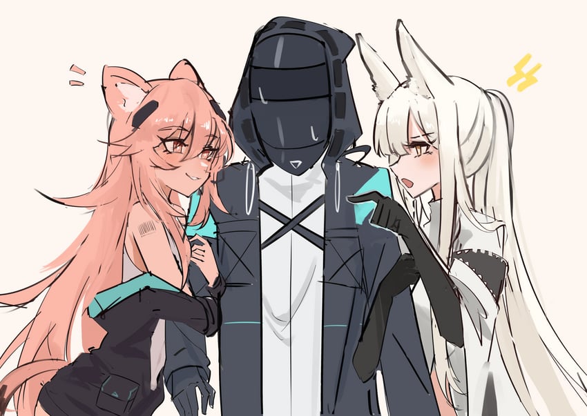 doctor, platinum, and gravel (arknights) drawn by shino_duka