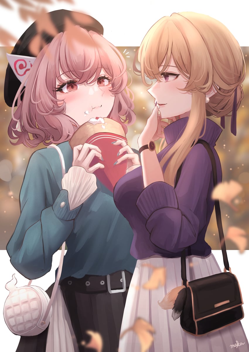 yakumo yukari and saigyouji yuyuko (touhou) drawn by maka_(user_rryf2748)