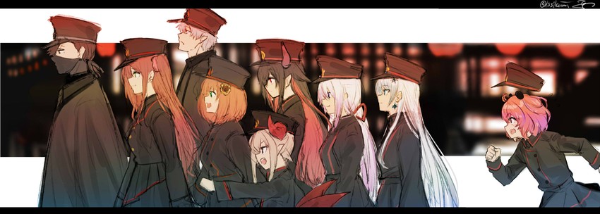 makaino ririmu, shiina yuika, kuzuha, sasaki saku, honma himawari, and 4 more (nijisanji) drawn by isshiki_(ffmania7)