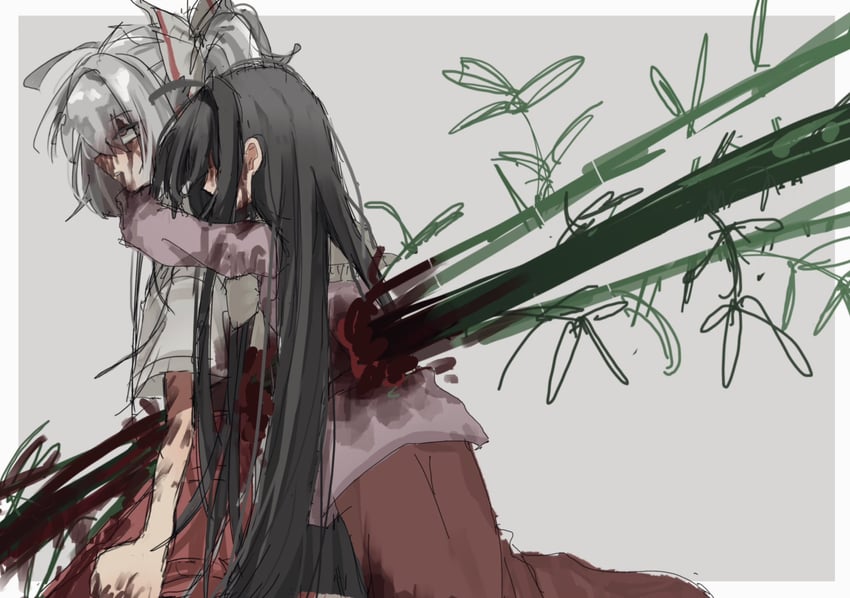 fujiwara no mokou and houraisan kaguya (touhou) drawn by hachi_6218