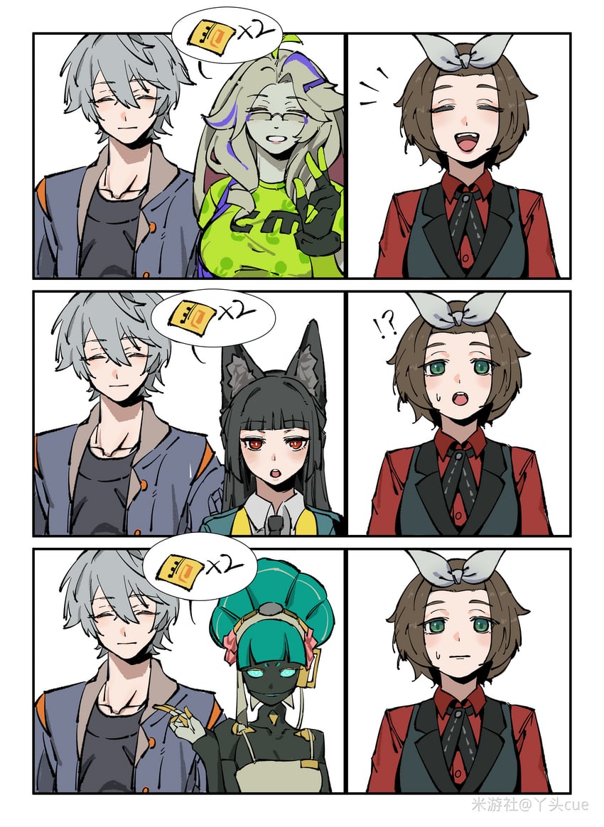 hoshimi miyabi, wise, asha, elfy, and hailey (zenless zone zero) drawn by yatou_cue