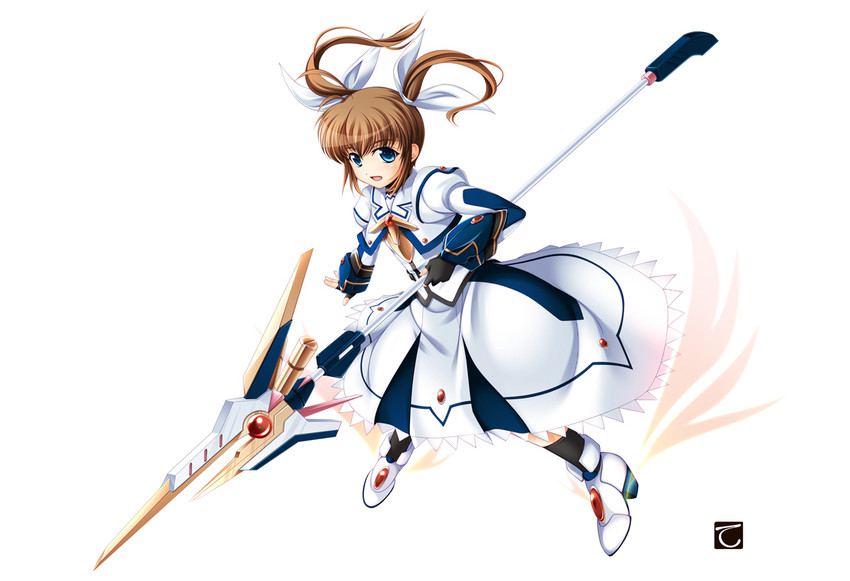 takamachi nanoha and raising heart (lyrical nanoha and 2 more) drawn by tebukuro