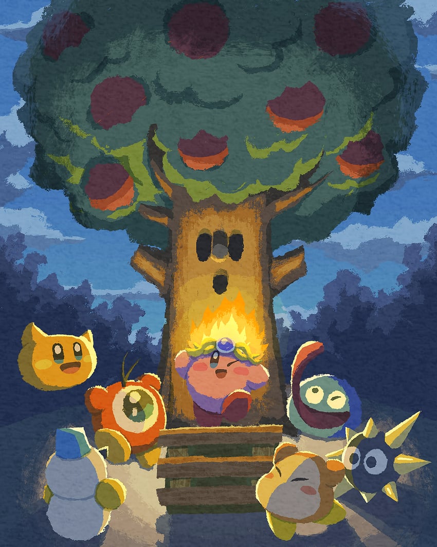 kirby, waddle dee, gooey, waddle doo, whispy woods, and 4 more (kirby) drawn by miclot