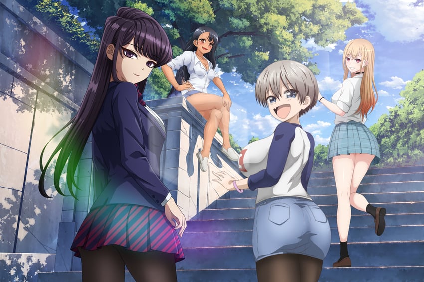 kitagawa marin, komi shouko, nagatoro hayase, and uzaki hana (sono bisque doll wa koi wo suru and 3 more) drawn by itskawer, oslight, shiredora, sketchdrif, and zel-sama