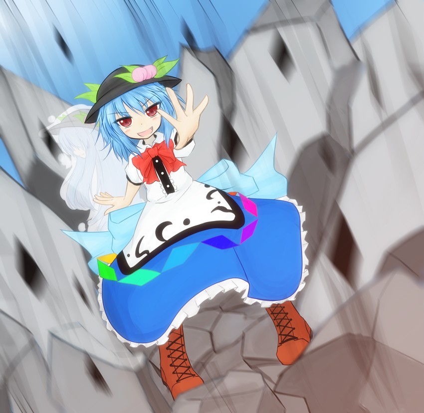 hinanawi tenshi (touhou and 3 more) drawn by ganmaganmo