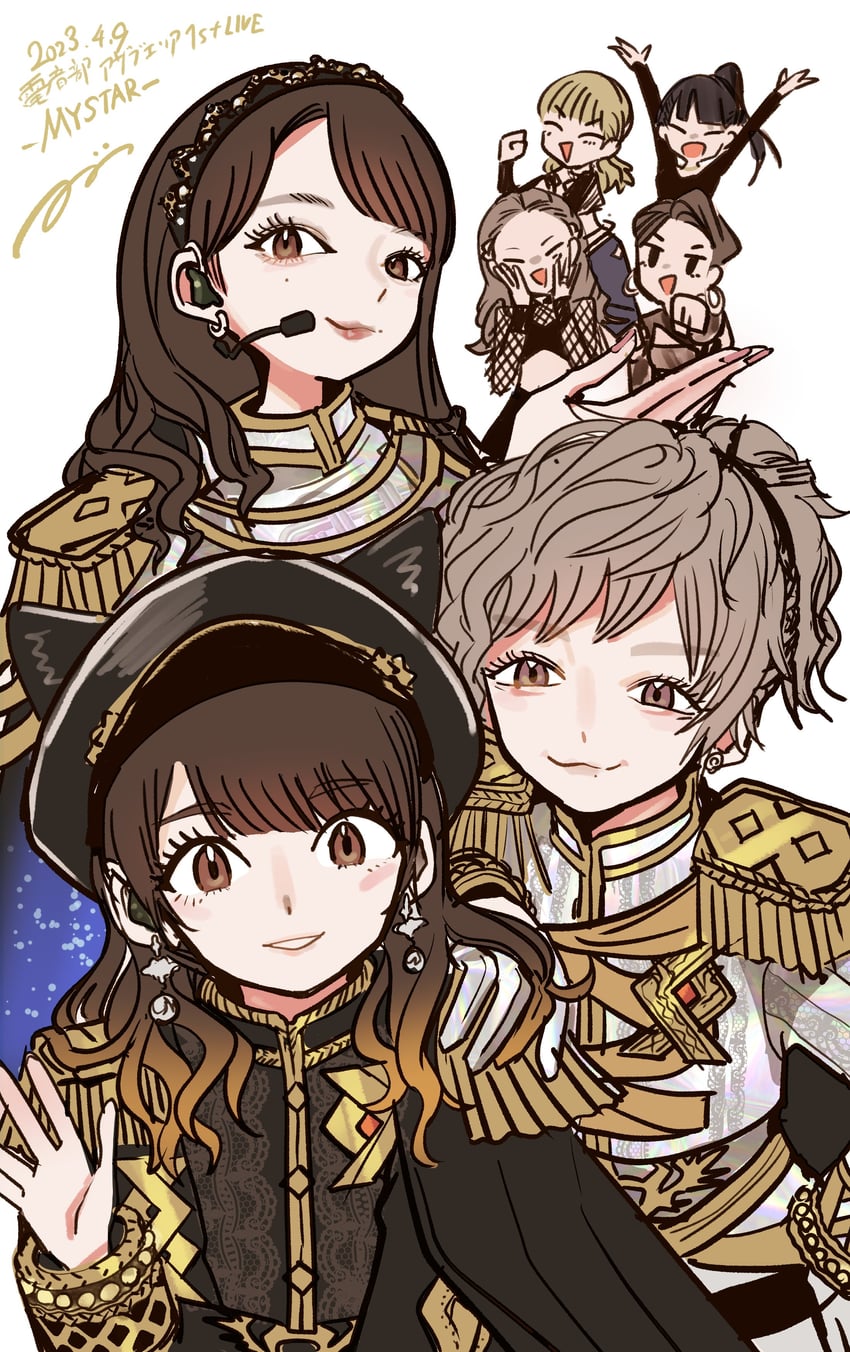 kurogane tama, shirokane aki, haijima ginka, komiya arisa, shibuya azuki, and 1 more (denonbu) drawn by tsuzutsu
