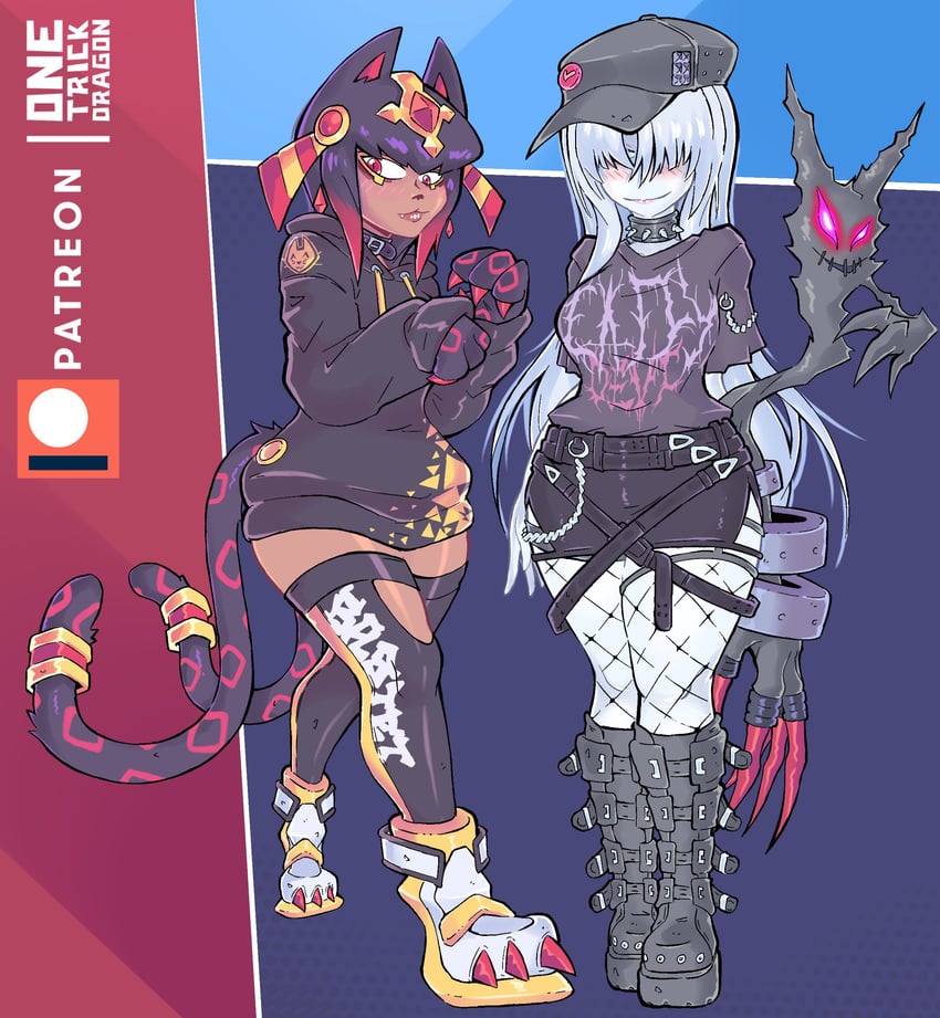 ladydevimon and bastemon (digimon) drawn by onetrickdragon