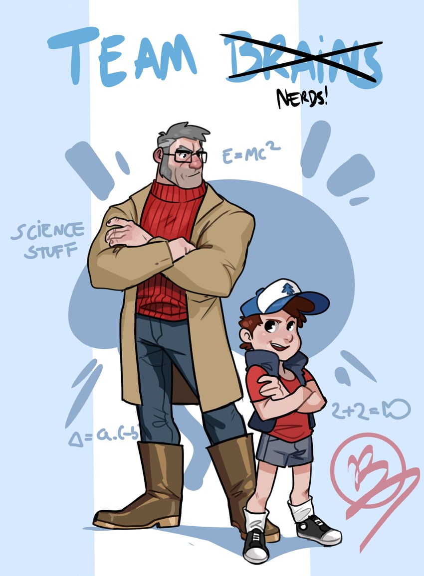 dipper pines and ford pines (gravity falls) drawn by cheschirebacon