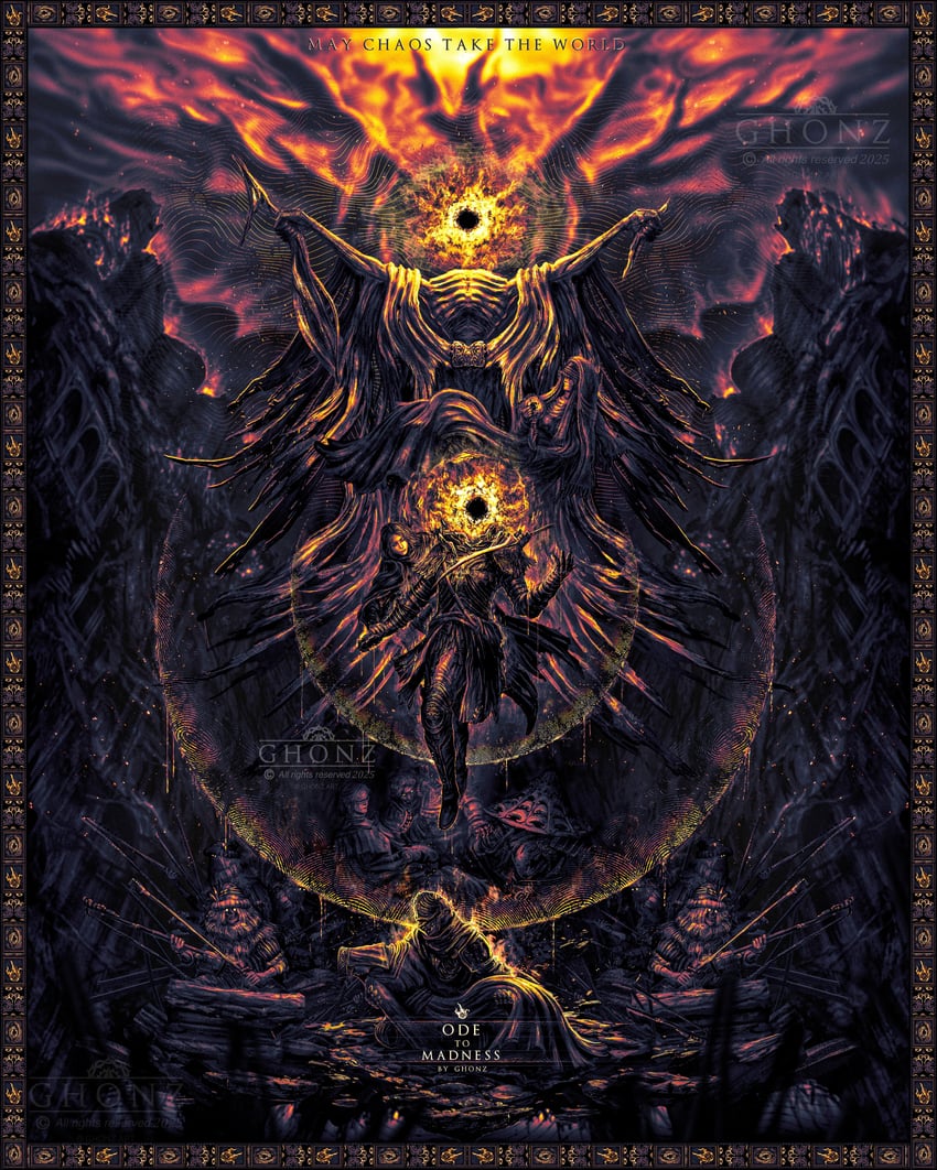 tarnished, melina, lord of the frenzied flame, midra lord of frenzied flame, roundtable knight vyke, and 4 more (elden ring and 1 more) drawn by ghonz_art