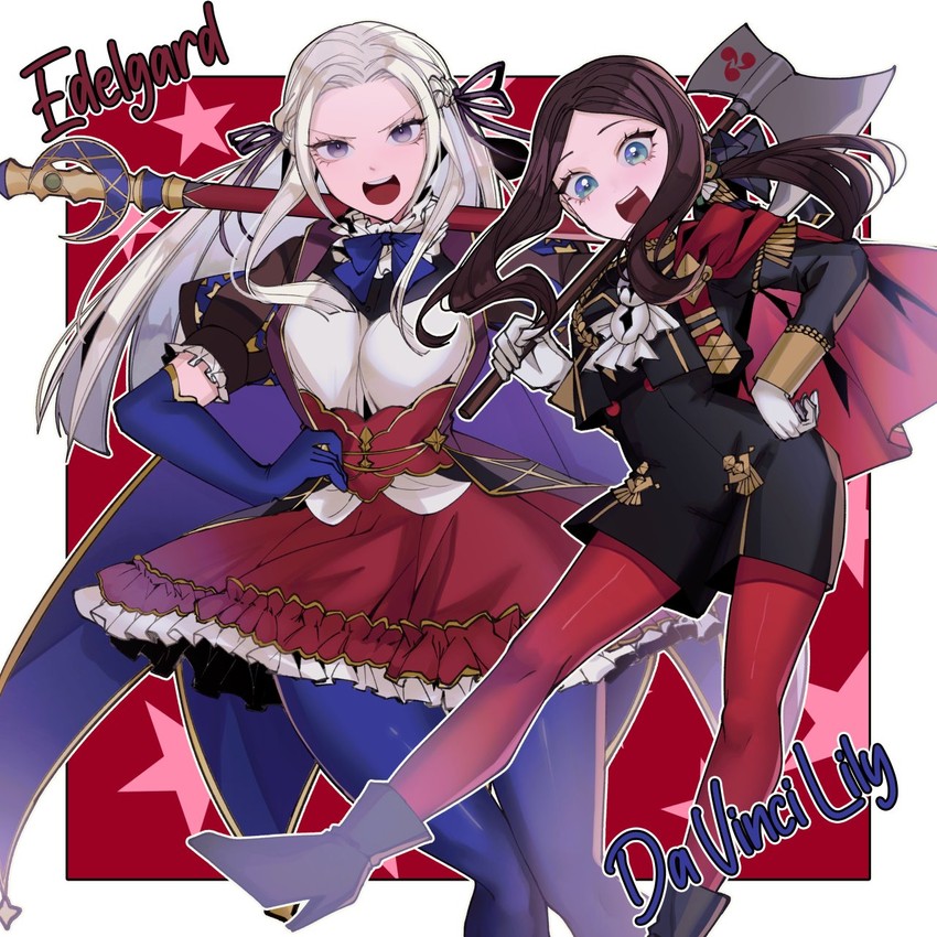 edelgard von hresvelg and leonardo da vinci (fate and 3 more) drawn by kyou_(iuciferic)