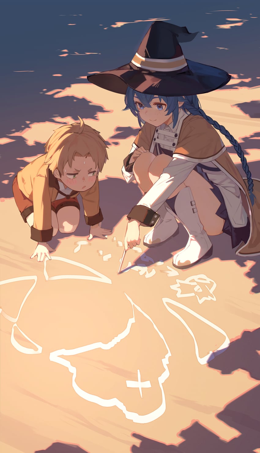 roxy migurdia and rudeus greyrat (mushoku tensei) drawn by seuhyo99