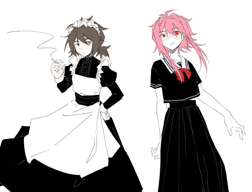 isoi reiji and nijou ryuu (saibou shinkyoku) drawn by tsukitsukiya