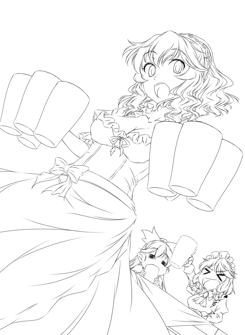 izayoi sakuya, reiuji utsuho, and kazami yuuka (touhou) drawn by yuzu_momo