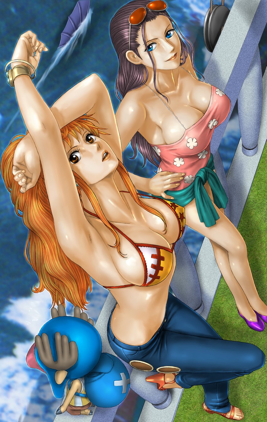 nami, nico robin, and tony tony chopper (one piece) drawn by toten_(der_fuhrer)