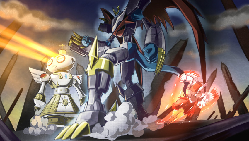 imperialdramon, imperialdramon fighter mode, silphymon, and shakkoumon (digimon and 1 more) drawn by dk_(13855103534)