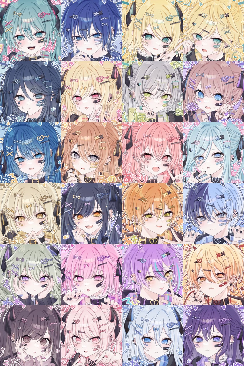 hatsune miku, kagamine rin, kagamine len, kaito, asahina mafuyu, and 19 more (vocaloid and 1 more) drawn by touyu_1210