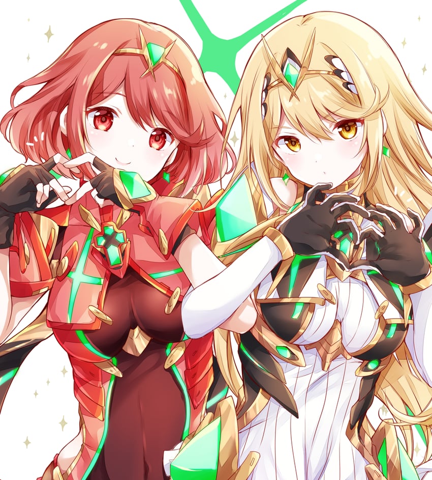 pyra and mythra (xenoblade chronicles and 1 more) drawn by ui_frara