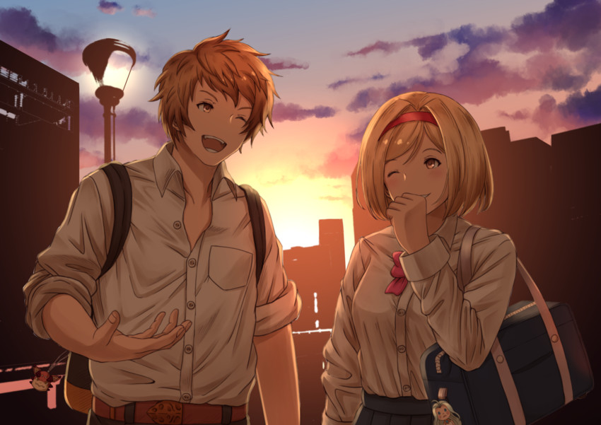 djeeta, gran, lyria, and vyrn (granblue fantasy) drawn by haido_(ryuuno_kanzume)