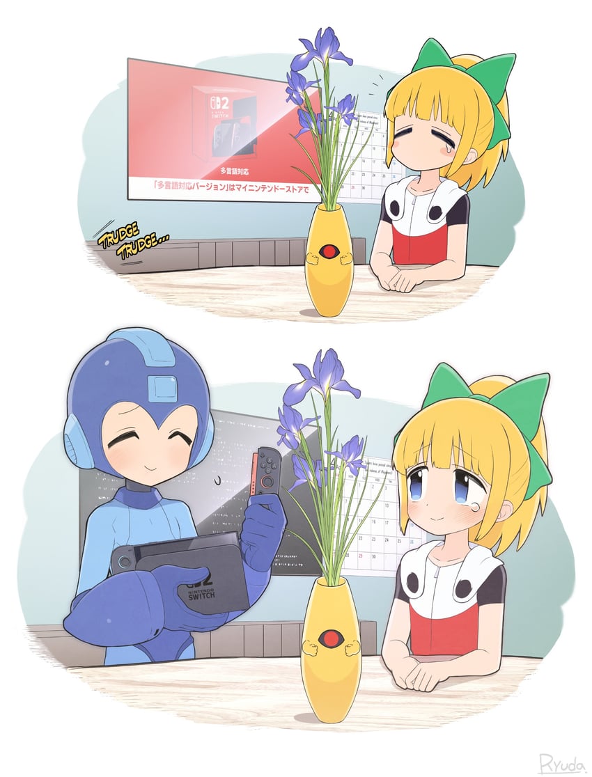 roll, mega man, and yellow devil (mega man and 2 more) drawn by ryuda