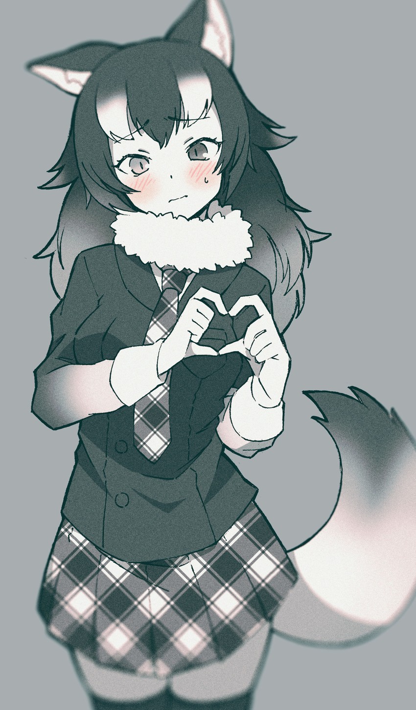 grey wolf (kemono friends and 1 more) drawn by enoki_art