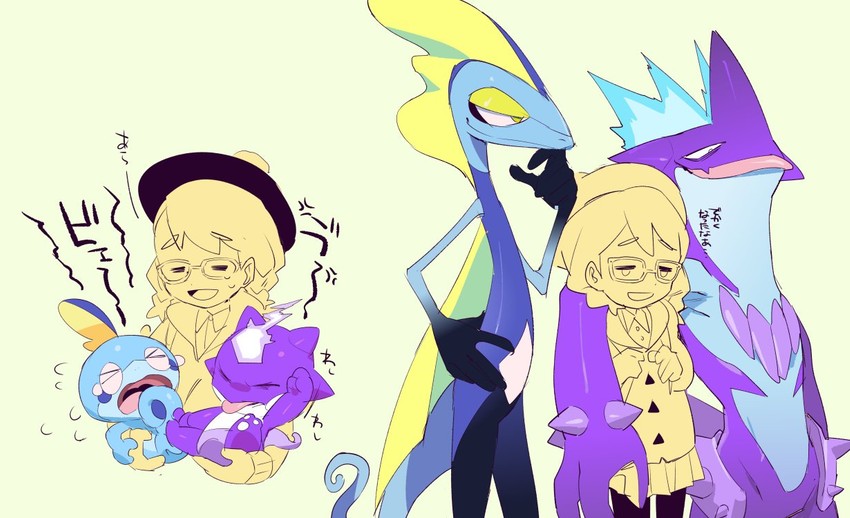 gloria, sobble, inteleon, toxtricity, and toxel (pokemon and 1 more) drawn by yojio_(2188)
