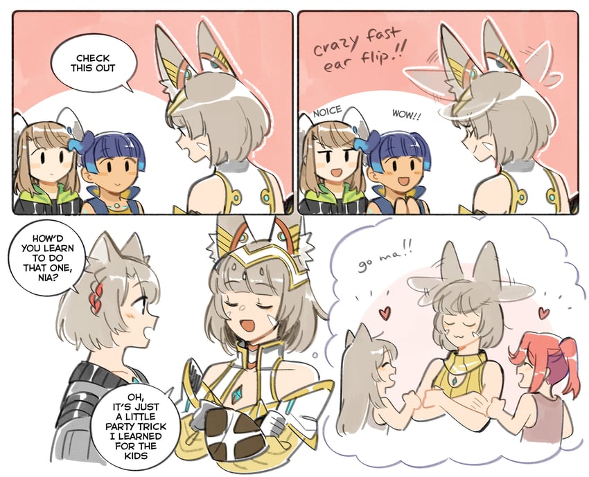 nia, mio, eunie, sena, and glimmer (xenoblade chronicles and 2 more) drawn by ange_(angeban93)