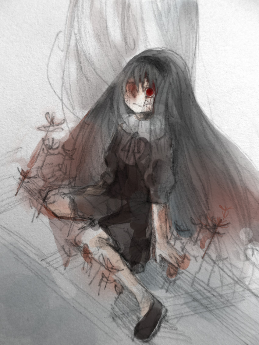 akemi homura and homulilly (mahou shoujo madoka magica and 1 more) drawn by lujiaokuai