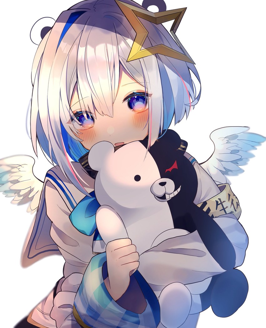 amane kanata and monokuma (hololive and 1 more) drawn by chikuwa_(tikuwaumai_)