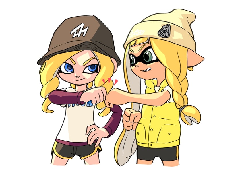 inkling player character, inkling girl, octoling player character, and octoling girl (splatoon) drawn by xdies_ds