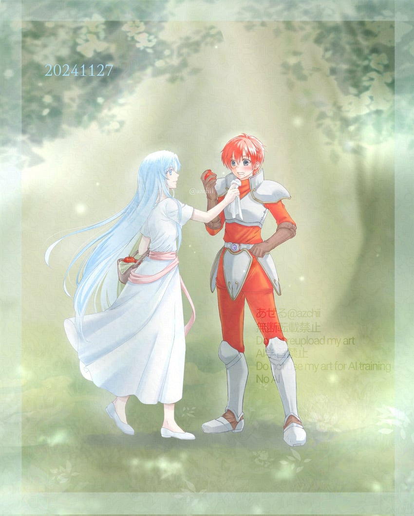 adol christin and feena (ys and 1 more) drawn by azchii