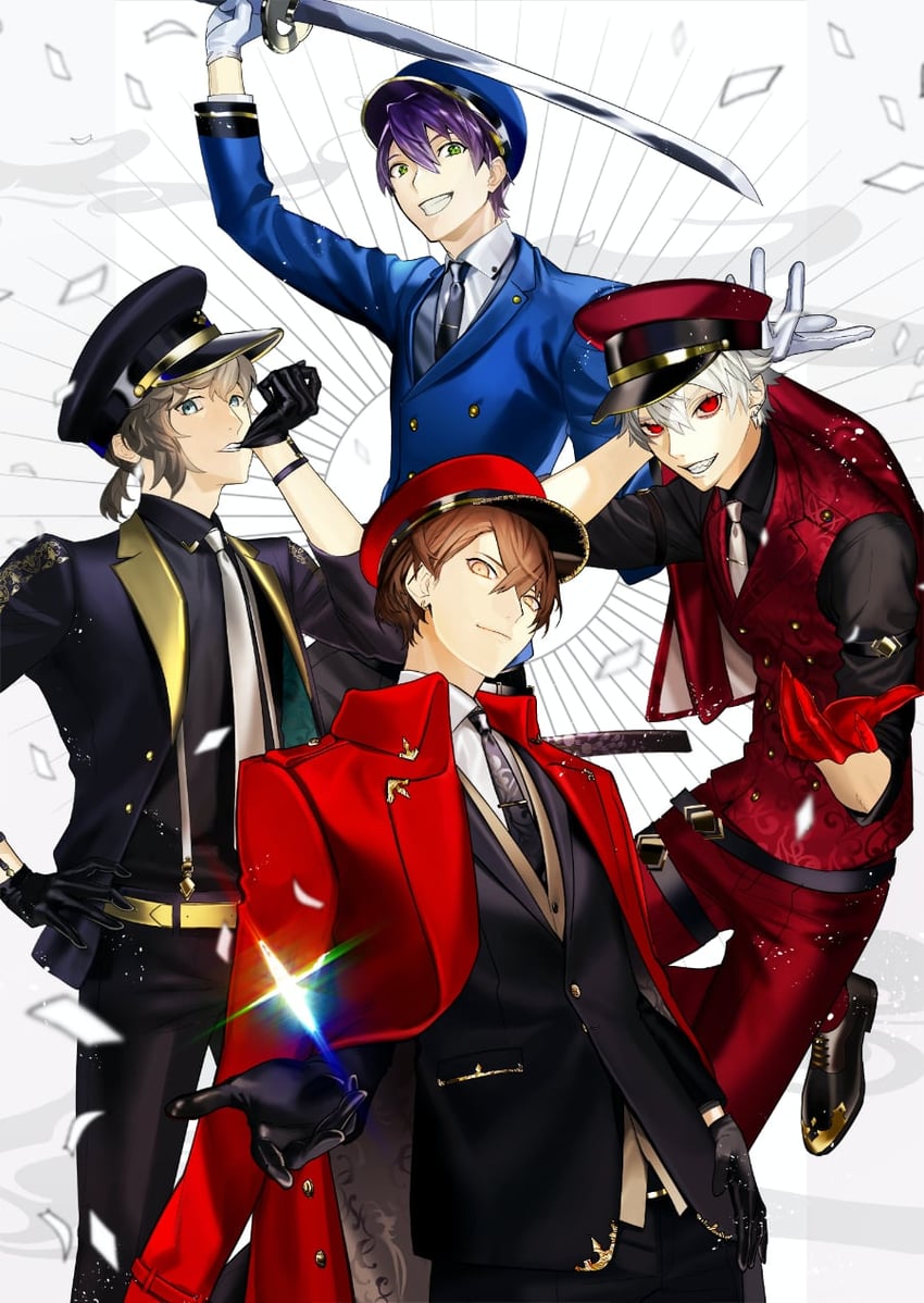 kuzuha, kanae, kenmochi touya, and kagami hayato (nijisanji) drawn by btmr_game