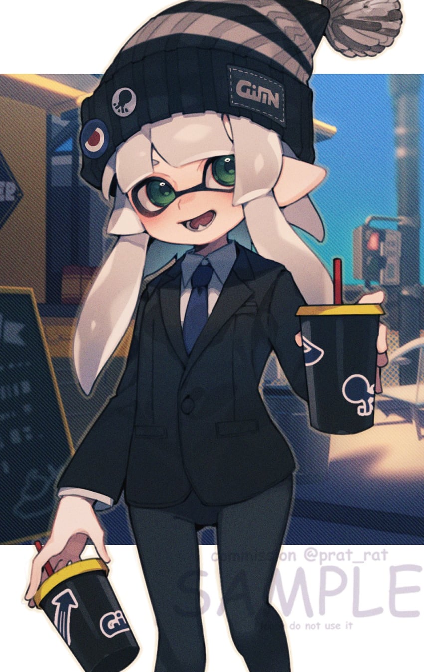 inkling player character and inkling girl (splatoon) drawn by prat_rat