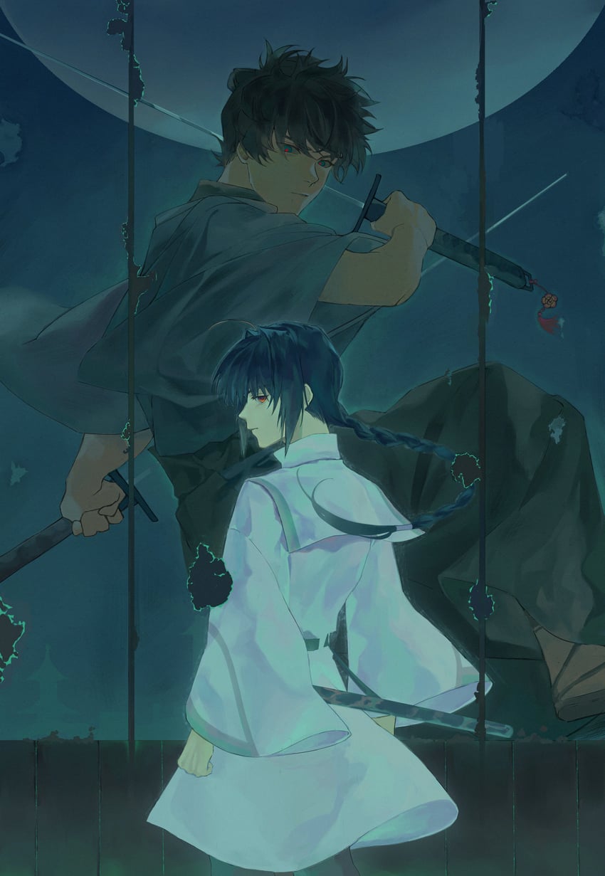 yamato takeru and miyamoto iori (fate and 2 more) drawn by buyaozaoqi