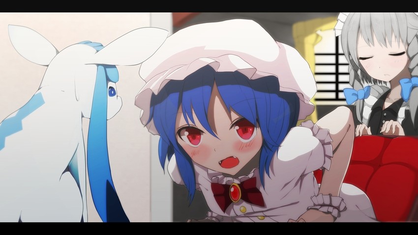 remilia scarlet, izayoi sakuya, and glaceon (touhou and 1 more) drawn by ratsuku_kinoko