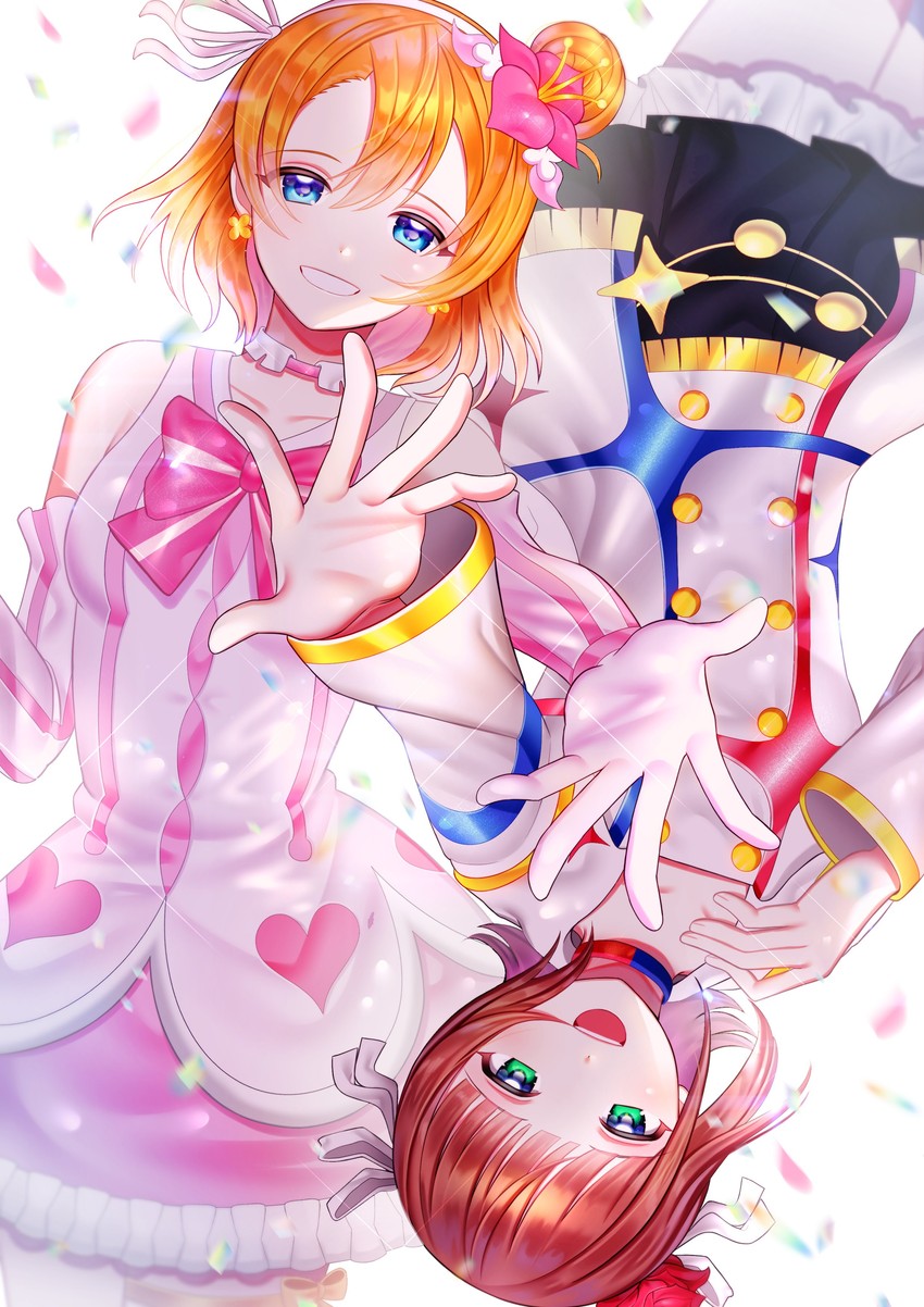 amami haruka and kosaka honoka (idolmaster and 3 more) drawn by jaeng